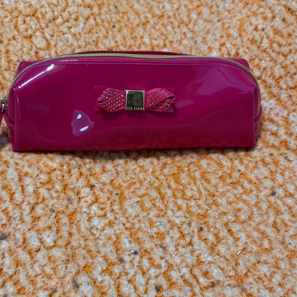 Ted Baker Magenta Patent Bow Cosmetic Pouch
